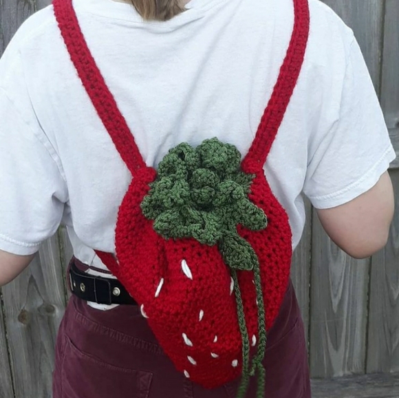 Handmade Strawberry Backpack - Picture 1 of 3